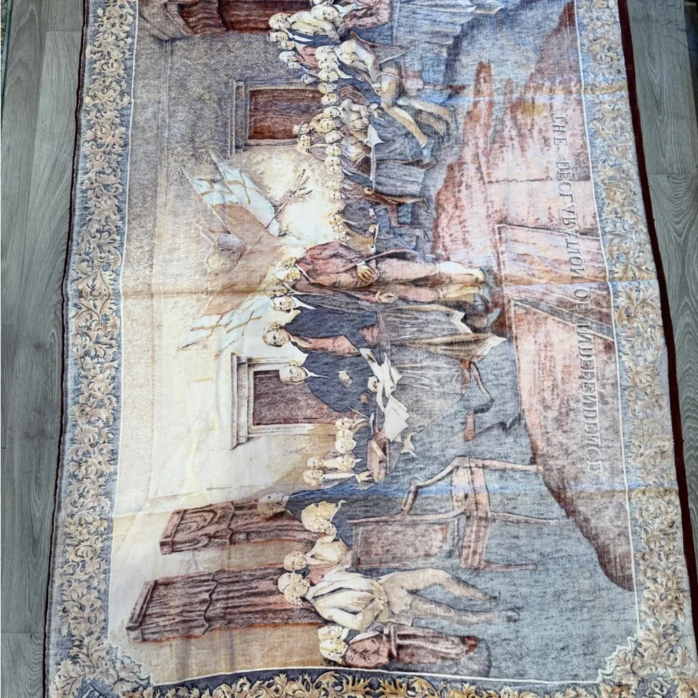Vintage Tapestry The Declaration of Independence Historical Scene Large 55”x38”